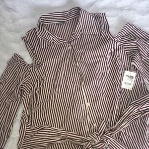 Striped High-low Open Shoulder Top